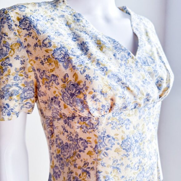 Laura Ashley Blue and Yellow Floral Midi Dress - Picture 5 of 9